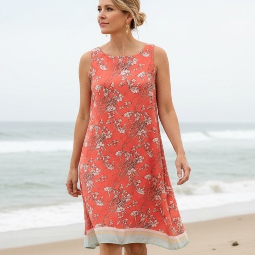 Max Studio floral sheer swing/shift dress